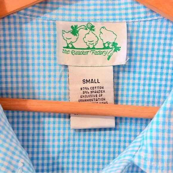 Quacker Factory Jacket Womens Small S Gingham Vintage Embroidered Floral Cotton - Picture 6 of 6